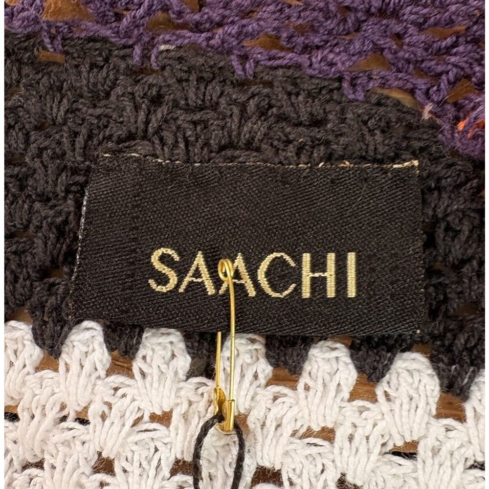 Saachi NWT $240 Women’s Hand crochet Color Block Cardigan O/S Multicolor Q11 - Picture 5 of 9